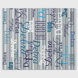 Grey Stripes / pattern of names personalized Wrapping Paper