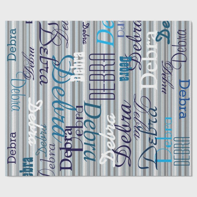 Grey Stripes / pattern of names personalized Wrapping Paper (Flat)