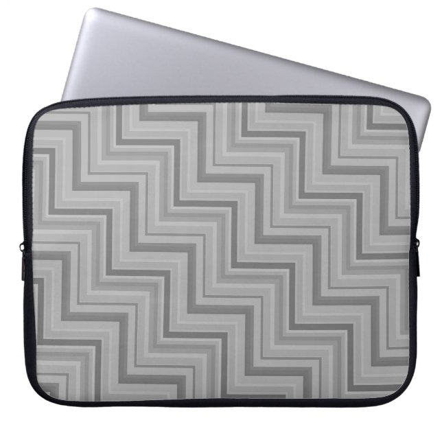 Grey stripes stairs pattern laptop sleeve (Front)