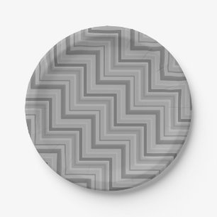 Grey stripes stairs pattern paper plate