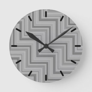 Grey stripes stairs pattern round clock