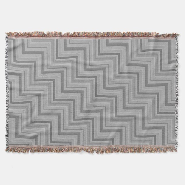 Grey stripes stairs pattern throw blanket (Front)