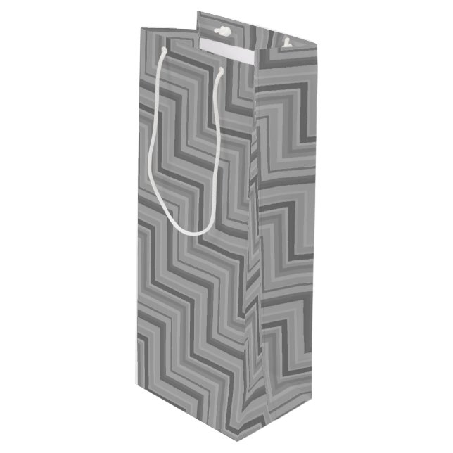 Grey stripes stairs pattern wine gift bag (Front Angled)