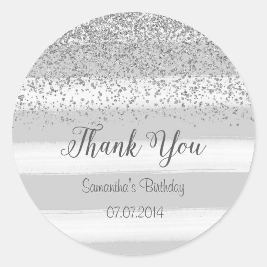 Grey Stripes Thank You Birthday Sticker