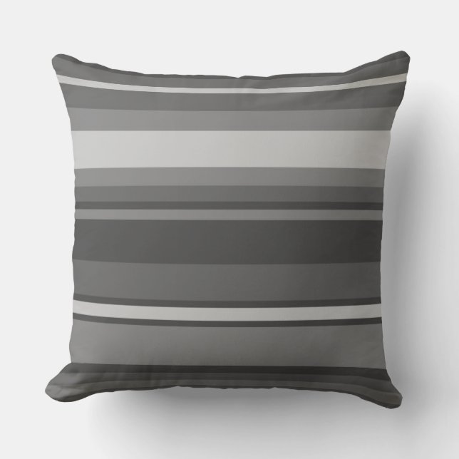 Grey stripes throw pillow (Front)