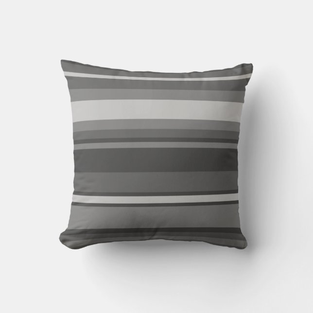 Grey stripes throw pillow (Front)
