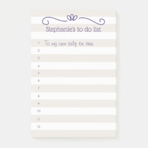 Grey Stripes Ultra Violet Text To Do List Post-it Notes