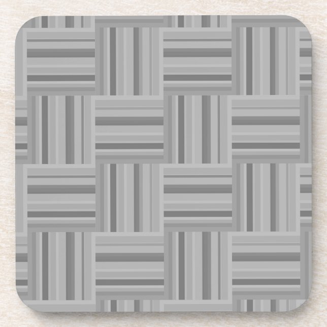Grey stripes weave pattern coaster (Front)
