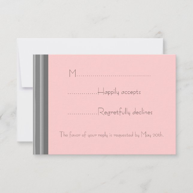 Grey Stripes Wedding RSVP Card (Front)
