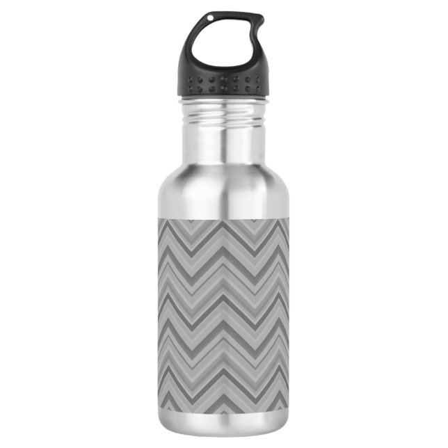 Grey stripes zigzag pattern 710 ml water bottle (Front)