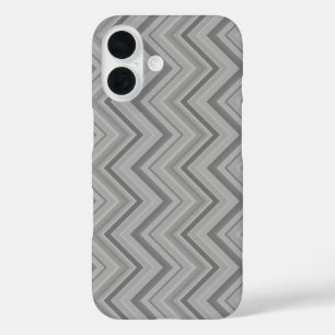 Grey stripes zigzag pattern iPhone 16 case
