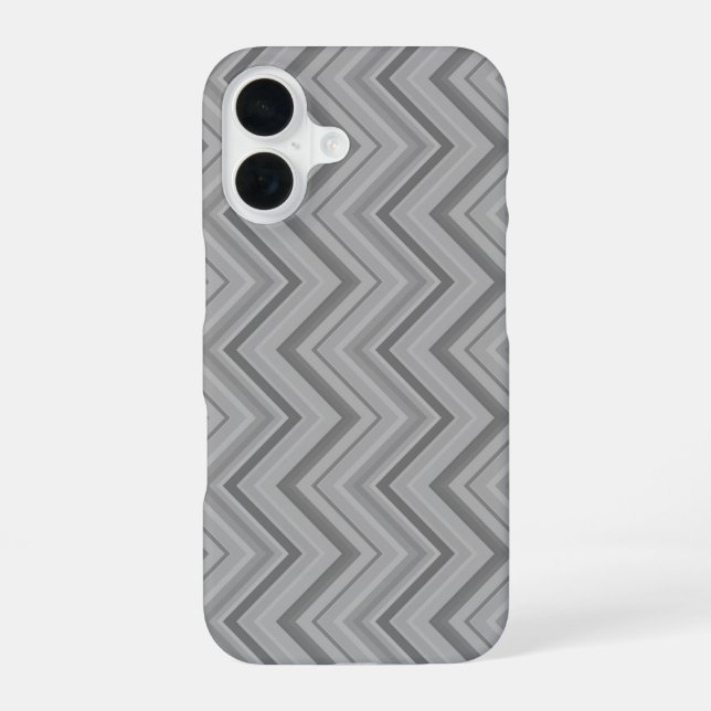 Grey stripes zigzag pattern iPhone 16 case (Back)