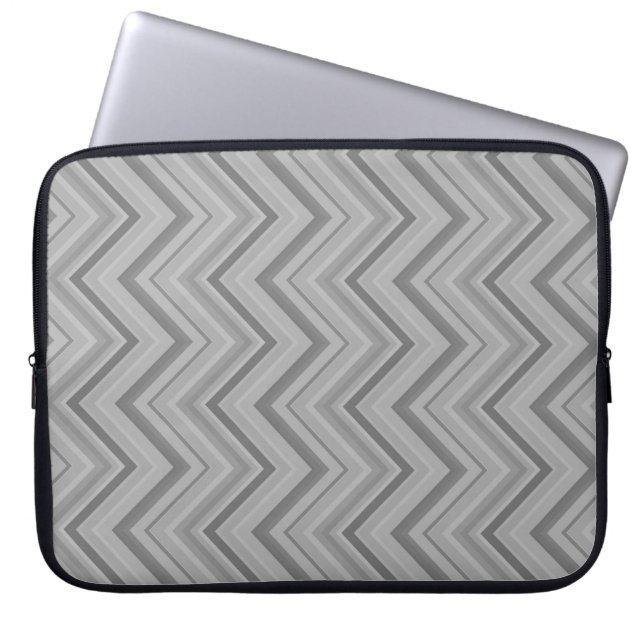 Grey stripes zigzag pattern laptop sleeve (Front)