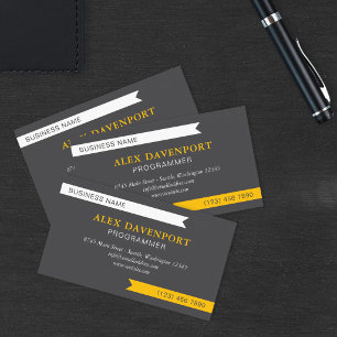 Grey & Strong Yellow Guidon Pennant Any Profession Business Card