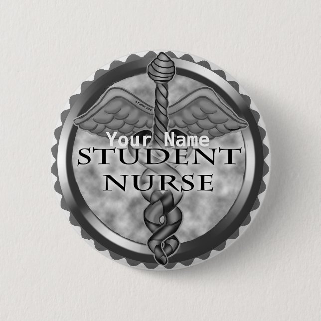 Grey Student Nurse 2 Inch Round Button (Front)