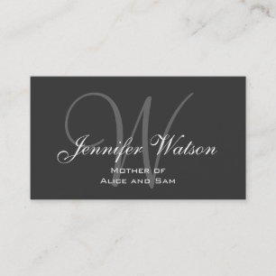 Grey Stylish Monogram Mommy Calling Card
