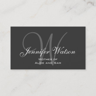 Grey Stylish Monogram Mommy Calling Card