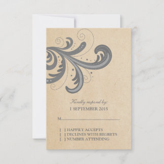 Grey Stylish Swirls Response Card