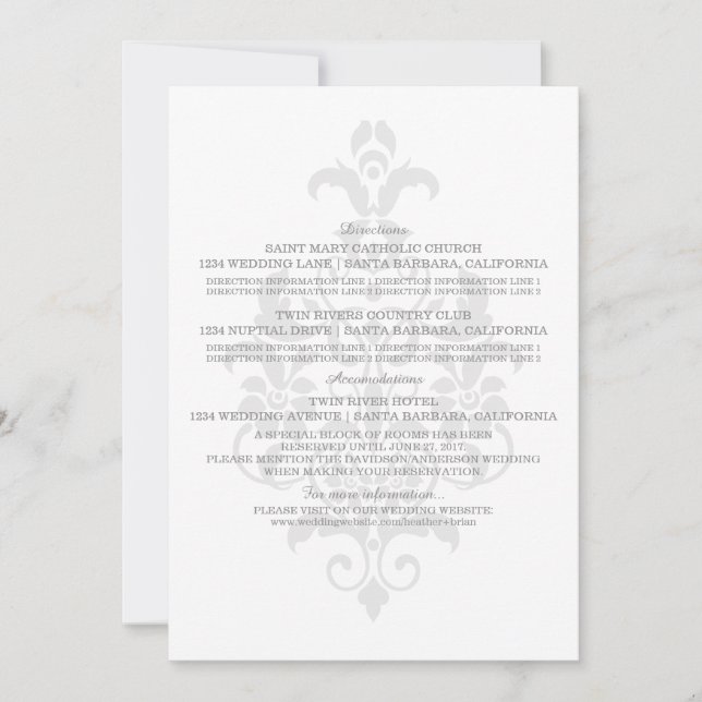 Grey Subtle Damask Information Card (Front)