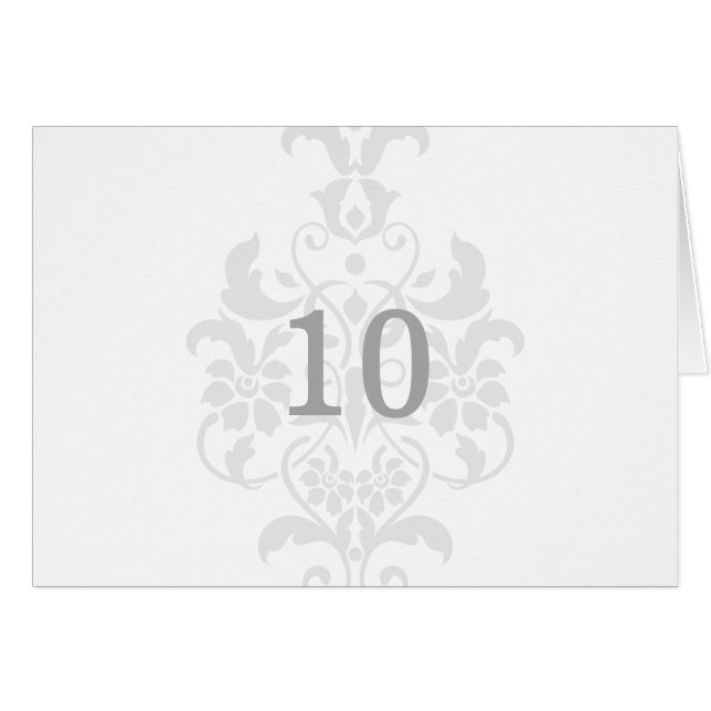 Grey Subtle Damask Table Number Card (Front Horizontal)