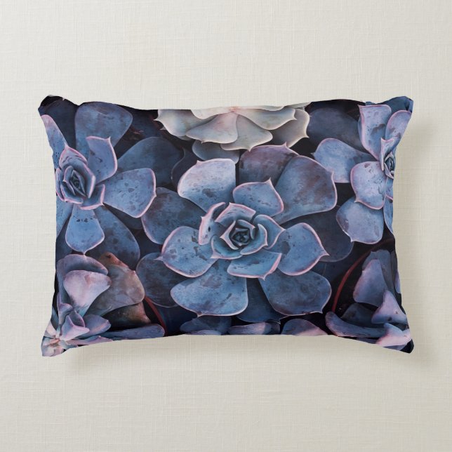 Grey succulents accent pillow (Front)