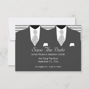 Grey Suit and Tie Gay Save The Date Wedding