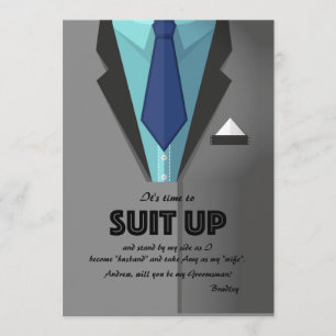 Grey Suit Up Groomsman Request Card