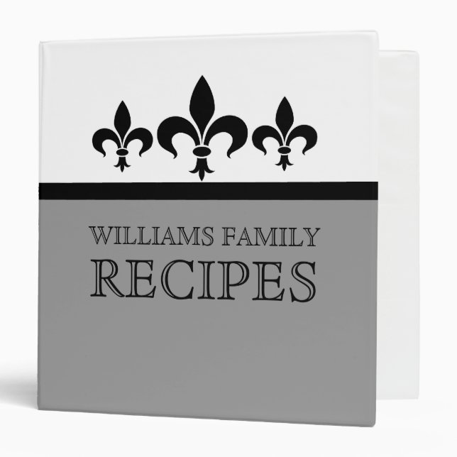 Grey Swanky Fleur De Lis (1.5 inch) Binder (Front/Inside)