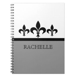 Grey Swanky Fleur De Lis Notebook