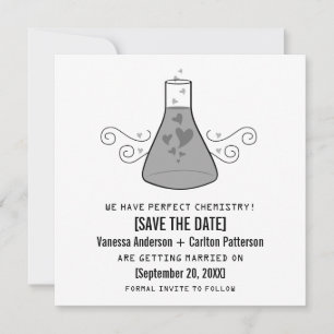 Grey Sweet Chemistry Save the Date Invite