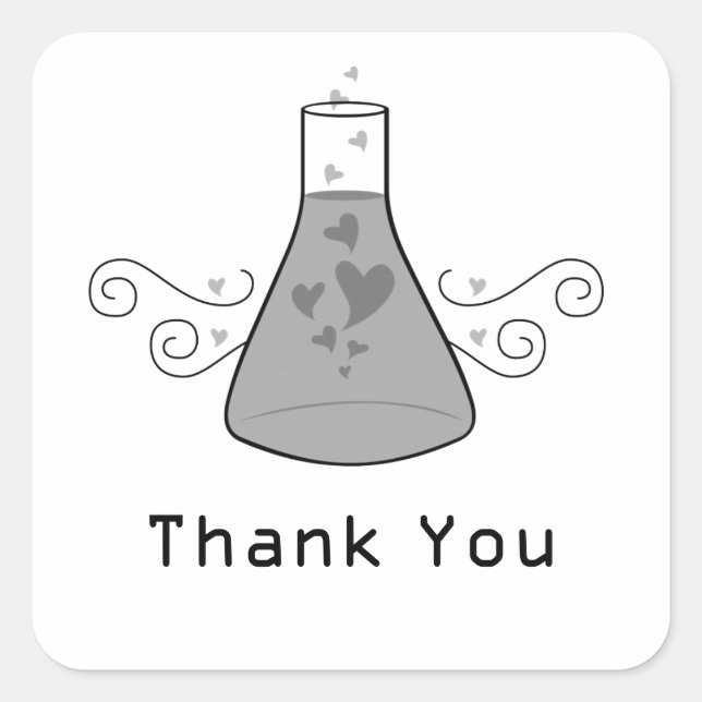Grey Sweet Chemistry Thank You Stickers (Front)