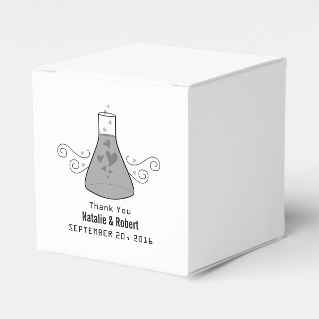 Grey Sweet Chemistry Wedding Favour Boxes (Front Side)