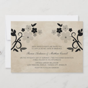 Grey Sweet Vintage Floral Wedding Invite