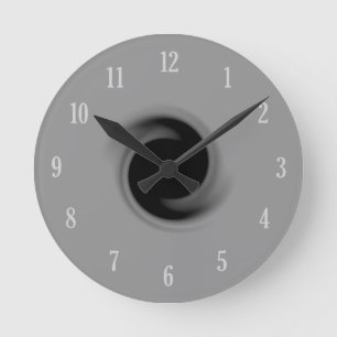 Grey swirling black hole round clock