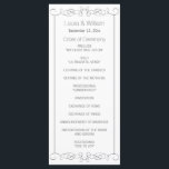 Grey Swirls Wedding Program Rack Cards<br><div class="desc">Modern and elegant design printed Grey Swirls Wedding Program Rack Cards that can be customized with your text. Check out the Graphic Art Design store for other products that match this design!</div>