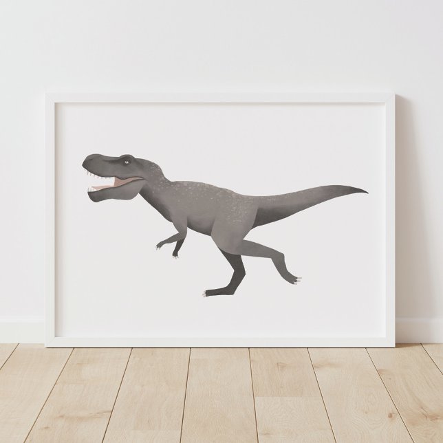 Grey T Rex Dinosaur Kids Room Poster (Creator Uploaded)