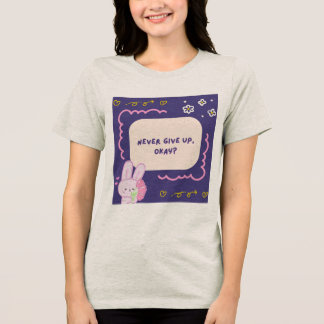 Grey T-shirt with PInk And purple illustrative Quo Tri-Blend Shirt