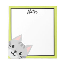 Grey Tabby Cat Blank Notepad