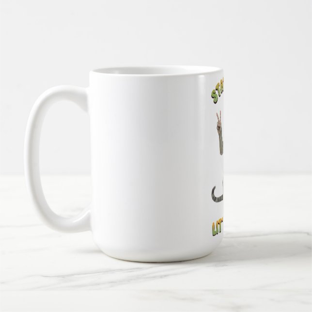 Grey Tabby Cat Boho Stay Trippy Little Hippie  Coffee Mug (Left)
