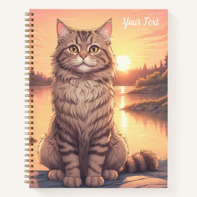 Grey Tabby Cat by Lake Notebook (Front)