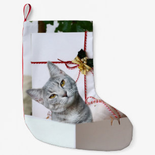 Grey Tabby Cat Christmas Small Christmas Stocking
