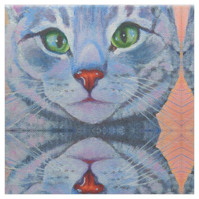 Grey Tabby Cat Fabric for Face Masks (Swatch)
