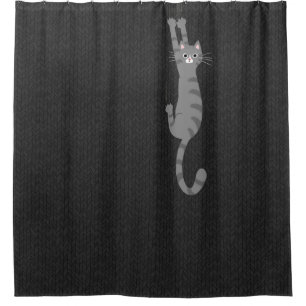 Grey Tabby Cat Hanging On   Funny Grey Striped Cat