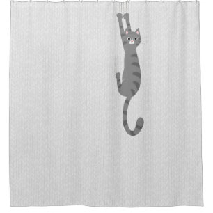 Grey Tabby Cat Hanging On Funny Grey Striped Cat