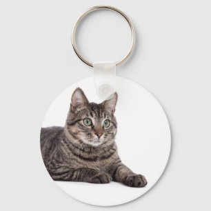 Grey Tabby Cat Keychain
