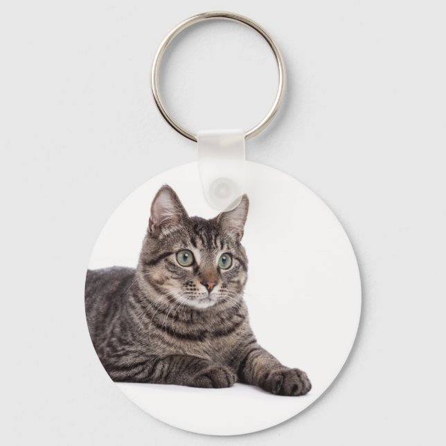 Grey Tabby Cat Keychain (Front)