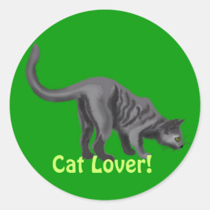 Grey Tabby Cat Lover Gifts Classic Round Sticker