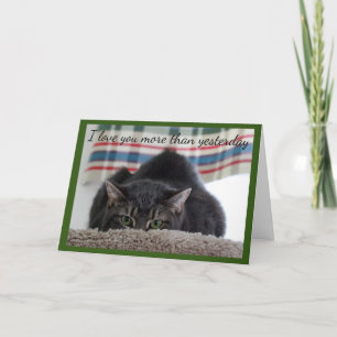 Grey Tabby Cat Loves You Card