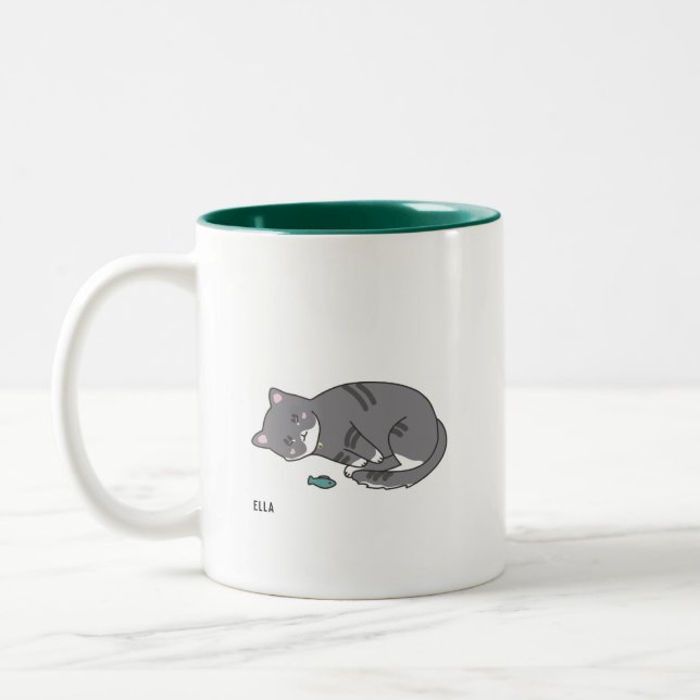 grey tabby cat mug (Left)