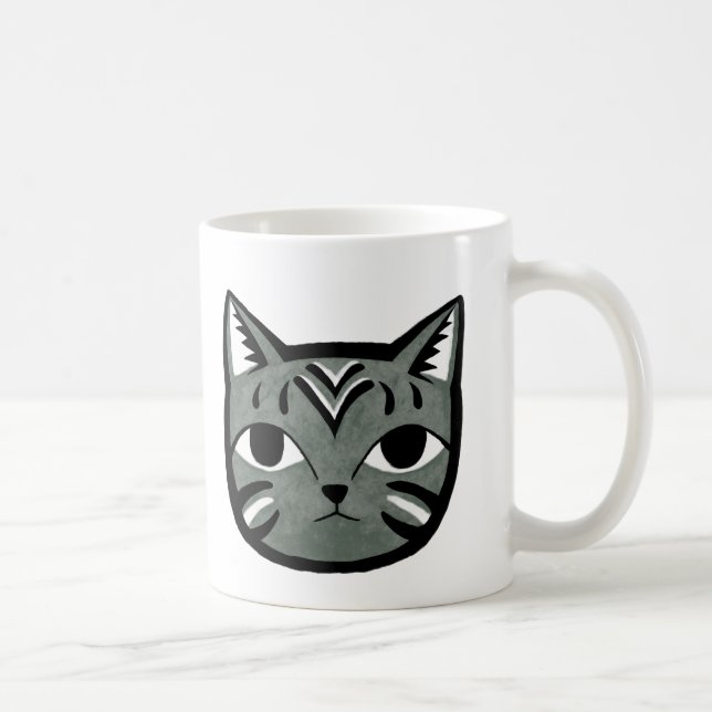 Grey Tabby Cat Mug Unique Cat Graphic Mug for Him (Right)